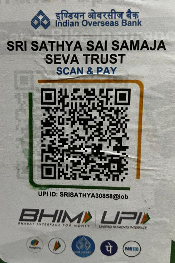 UPI QR code — Sri Sathya Sai Samaja Seva Trust, UPI ID SRISATHYA30858@iob